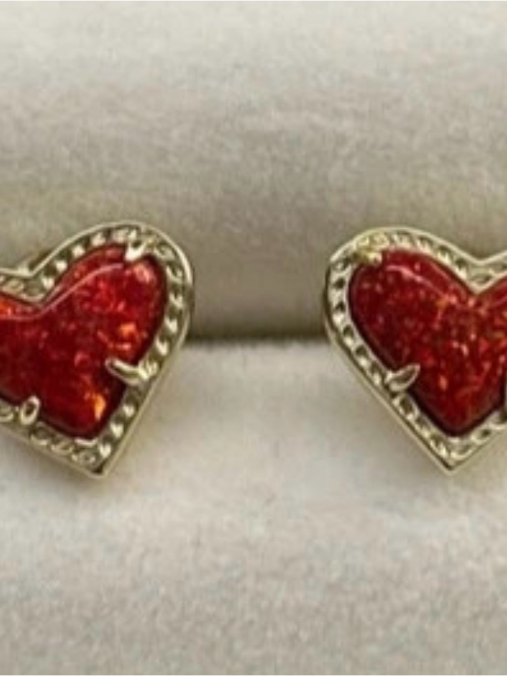 Kendra Scott Red Opal Heart Stud Ari Earrings